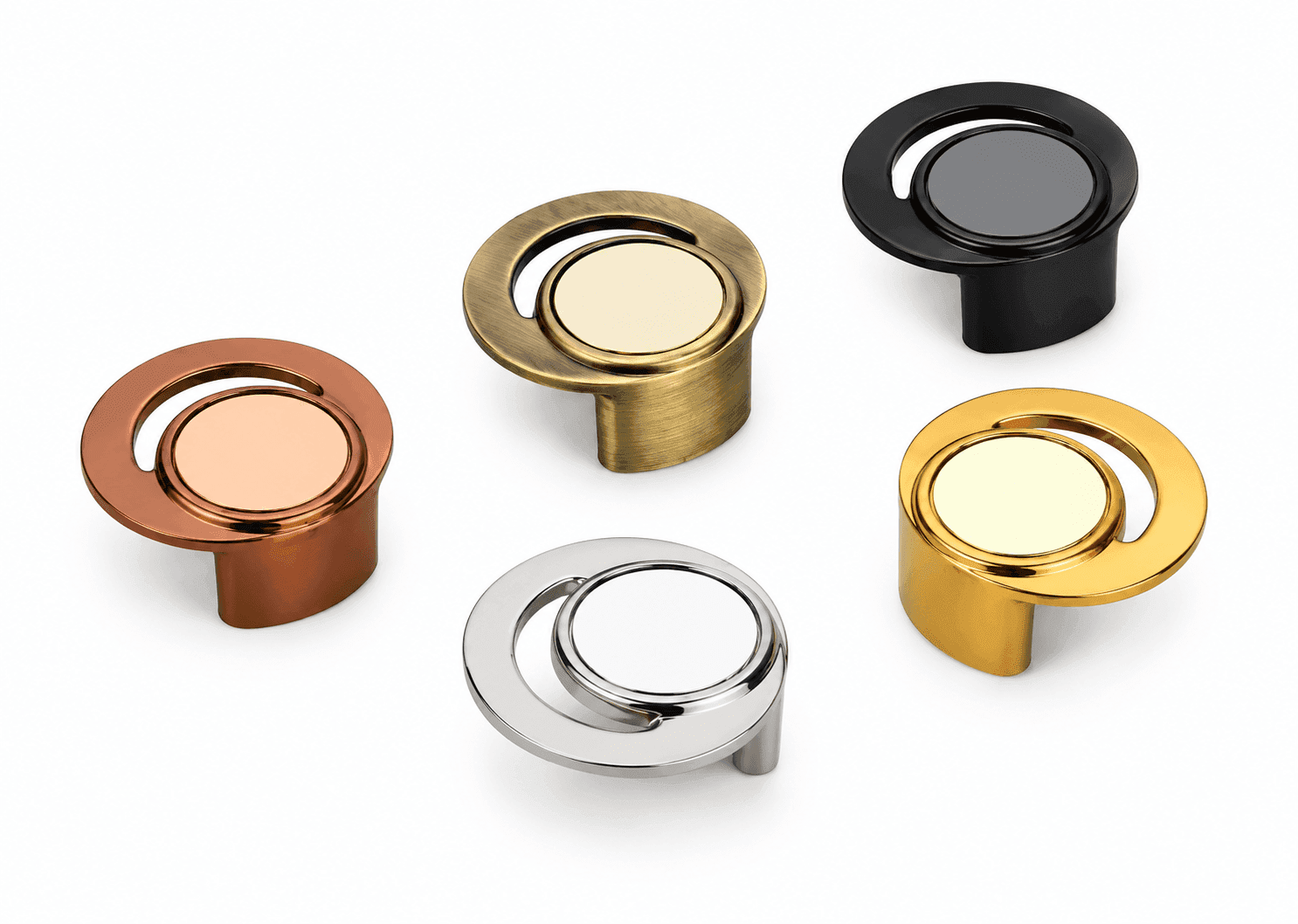 DORPICK Multi Finish Modern Circular Designer Drawer Knobs with Accent Detail & Ergonomic Grip | Pack of 1
