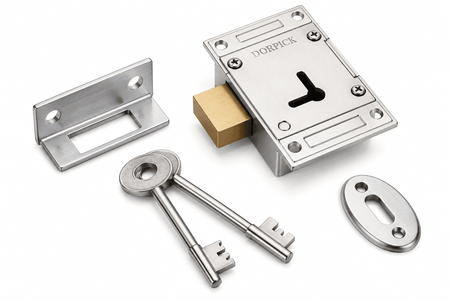 DORPICK Dolphin-Double Action Cupboard Lock Robust Versatile Sleek Chrome Polish Finish | Pack of 1
